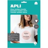 Apli T-shirt Transfer Paper pour textile blanc ou clair, paquet de 10 feuilles