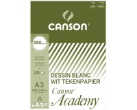 Canson tekenpapier Academy, 250 g, ft 29,7 x 42 cm, A3, blok van 20 vel