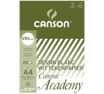 Canson papier à dessin Academy, 250 g, ft 21 x 29,7 cm, A4, bloc de 20 feuilles