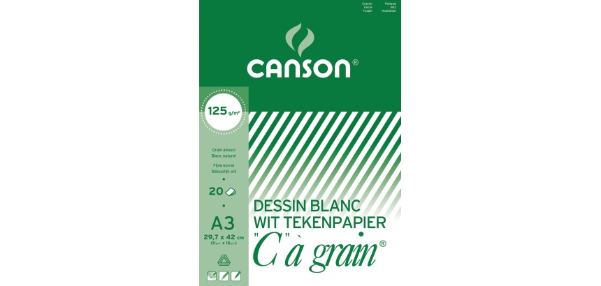 Canson drawing pad C à grain 125 g/m², size 29.7 x 42 cm (A3)