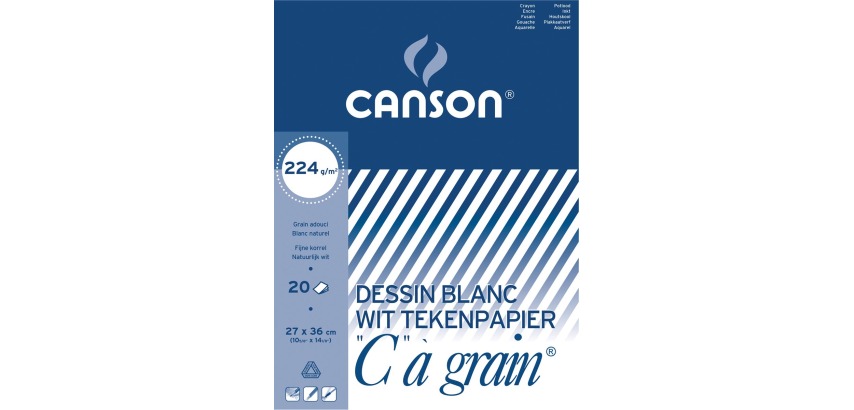 Canson drawing pad with fine grain 224 g/m², size 27 x 36 cm