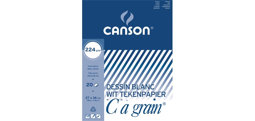 Canson bloc de dessin C à grain 224 g/m², ft 27 x 36 cm