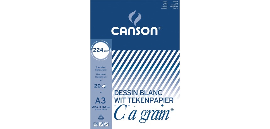 Canson tekenblok C à grain 224 g/m², ft 29,7 x 42 cm (A3)