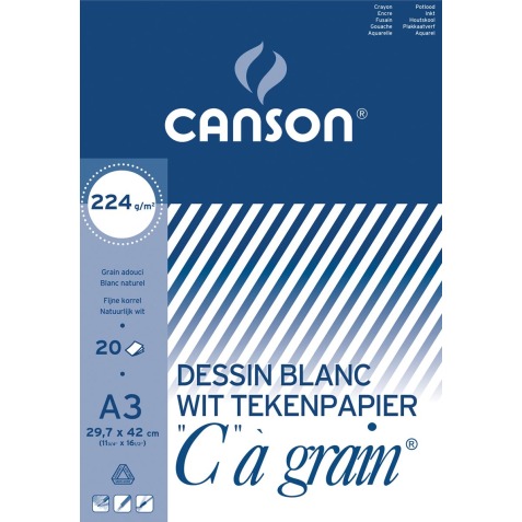 Canson bloc de dessin C à grain, 224 g/m², ft 29,7 x 42 cm (A3)