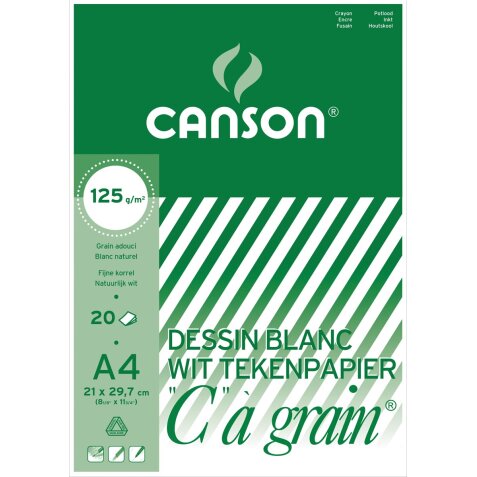 Canson bloc de dessin C à grain 125 g/m², ft 21 x 29,7 cm (A4)