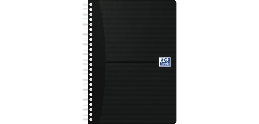 Oxford Office Essentials spiral-bound notebook, 180 pages, size A5, ruled, black