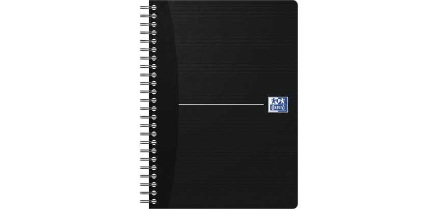Oxford Office Essentials cahier à reliure spirale, 180 pages, ft A5, ligné, noir