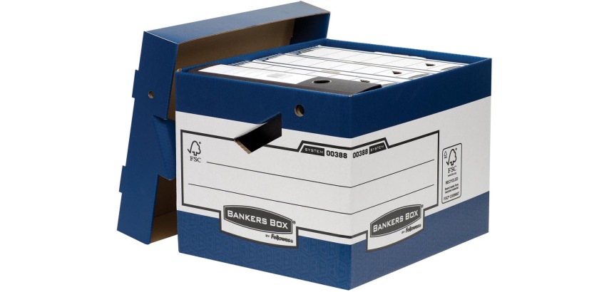 Bankers Box boîte à archives, format 33,3 x 29,2 x 40,4 cm, bleu