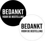 KP étiquette "Bedankt voor de bestelling", diamètre 40 mm, 2 variantes, rouleau de 250 pièces