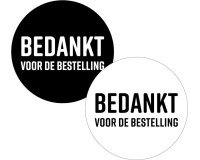 KP etiket "Bedankt voor de bestelling", diameter 40 mm,  2 varianten, rol van 250 stuks