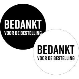 KP étiquette "Bedankt voor de bestelling", diamètre 40 mm, 2 variantes, rouleau de 250 pièces