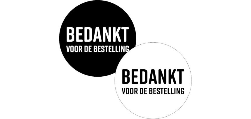 KP étiquette "Bedankt voor de bestelling", diamètre 40 mm, 2 variantes, rouleau de 250 pièces