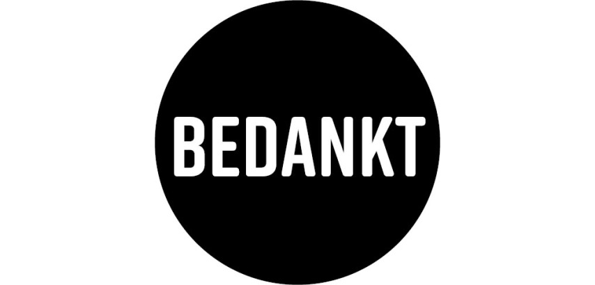 KP étiquette "Bedankt", diamètre 40 mm, rouleau de 250 pièces