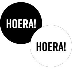 KP étiquette "Hoera!", diamètre 40 mm, 2 variantes, rouleau de 250 pièces