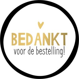 KP etiket "Bedankt voor de bestelling", diameter 40 mm, rol van 250 stuks