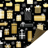 Geschenkpapier Holiday zwart/goud, 30 cm x 100 m