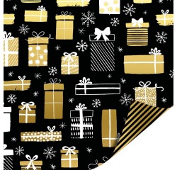 Papier cadeau Holiday noir/or, 50 cm x 100 m