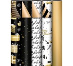 KP geschenkpapier Black & Gold, 70 cm x 2 m, geassorteerde kleuren