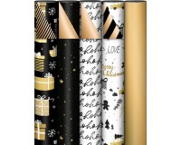 KP geschenkpapier Black & Gold, 70 cm x 2 m, geassorteerde kleuren