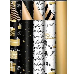 KP papier cadeau Black & Gold, 70 cm x 2 m, couleurs assorties