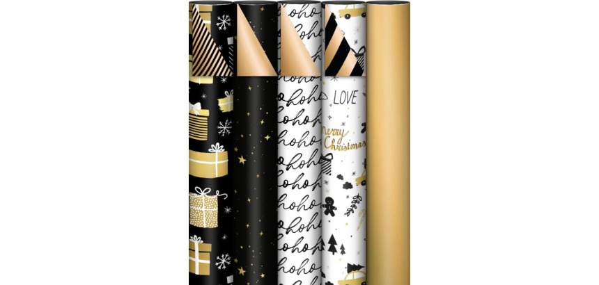 KP geschenkpapier Black & Gold, 70 cm x 2 m, geassorteerde kleuren