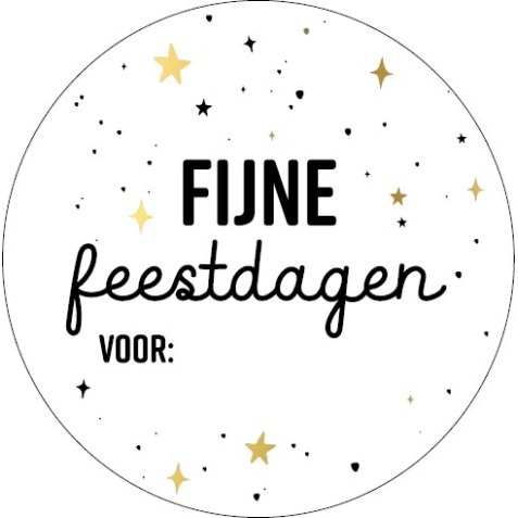 KP etiket "Fijne Feestdagen voor", diameter 40 mm, rol van 250 stuks