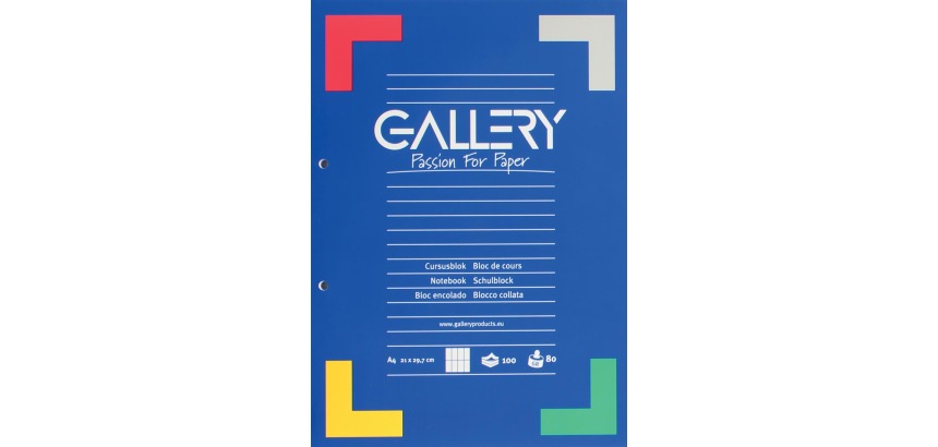 Gallery bloc de cours, quadrillé commercial, papier de 80 g/m²
