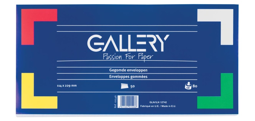 Gallery enveloppen ft 114 x 229 mm, gegomd, pak van 50 stuks