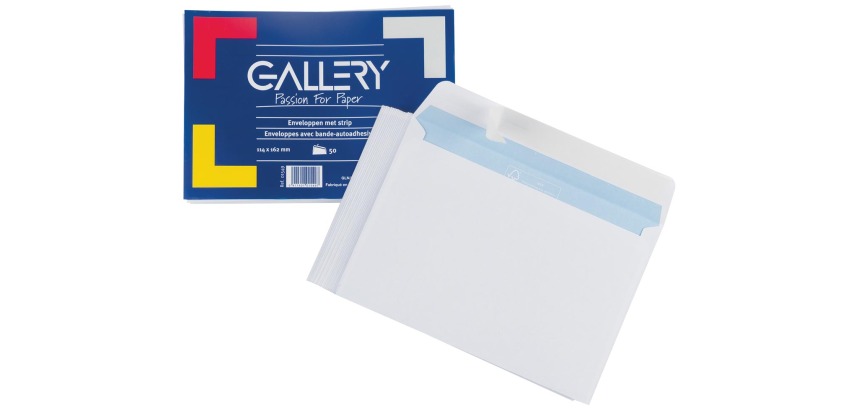 Galerieumschläge, Format 114 x 162 mm mit Klebestreifen, Packung mit 50 Stück