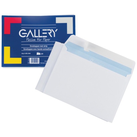 Gallery enveloppes, ft 114 x 162 mm avec bande adhésive, paquet de 50 pièces