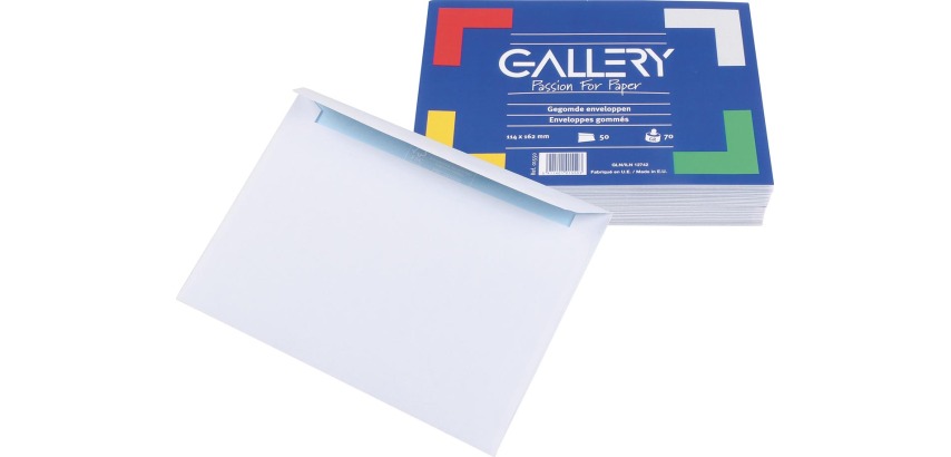 Gallery Umschläge, Format 114 x 162 mm, gummiert, Packung mit 50 Stück