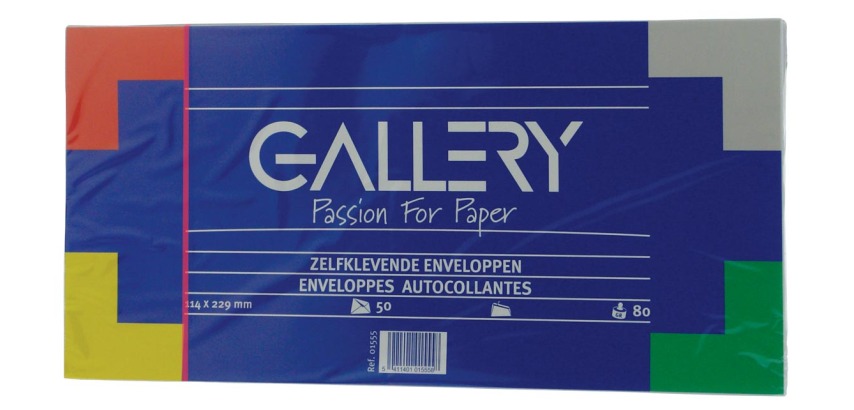Gallery envelopes, 114 x 229 mm, no window, with adhesive strip, pack of 50 pieces