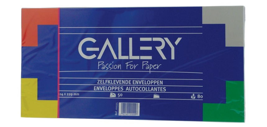 Gallery envelopes, 114 x 229 mm, no window, with adhesive strip, pack of 50 pieces