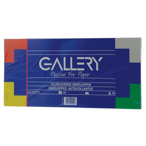 Gallery enveloppes, ft 114 x 229 mm, sans fenêtre, avec bande adhésive, paquet de 50 pièces
