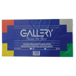 Gallery enveloppes, ft 114 x 229 mm, avec fenêtre à droite et bande adhésive, paquet de 50 pièces