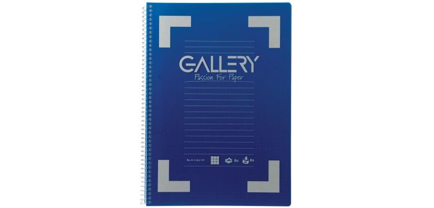 Gallery spiral-bound notebook Traditional A4, 4 holes, 5 mm grid, assorted colors, 160 pages