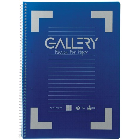 Gallery Traditional spiraalschrift ft A4, geruit 5 mm, geassorteerde kleuren, 160 bladzijden