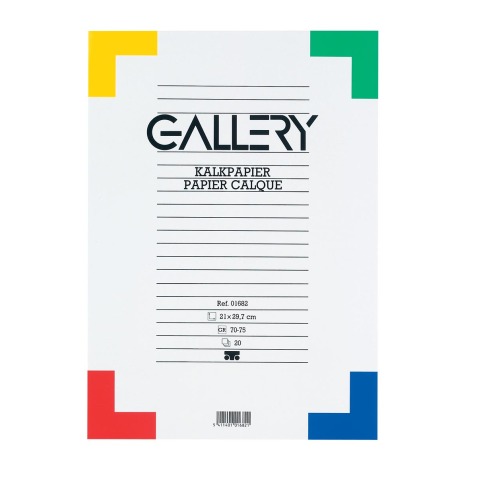 Gallery papier calque, ft 21 x 29,7 cm (A4), bloc de 20 feuilles