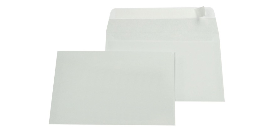 Gallery envelopes, size 114 x 162 mm (C6), adhesive strip, gray interior