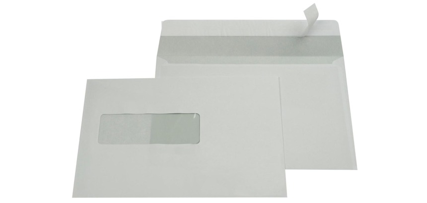 Galerie Umschläge, Format 156 x 220 mm, Klebestreifen, Fenster links (Format 40 x 110 mm)