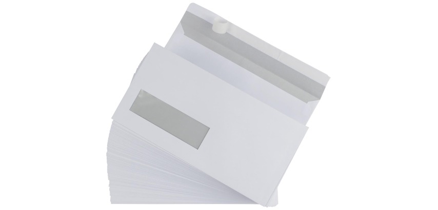 Gallery envelopes ft 110 x 220 mm (DL) adhesive strip, window on the left (ft 30 x 100 mm) (dist. box...