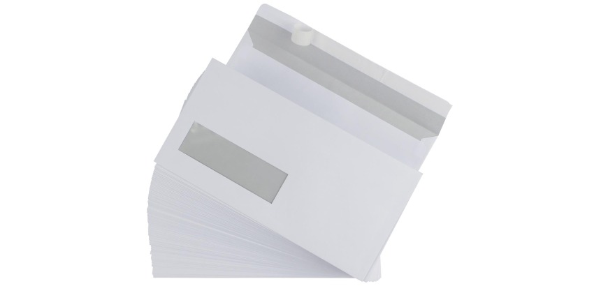 Gallery enveloppes ft 110 x 220 mm (DL) bande adhésive, fenêtre à gauche (ft 30 x 100 mm)  (boîte dist...