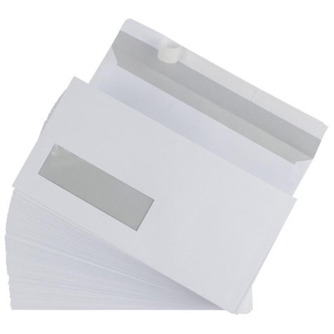 Gallery enveloppes ft 110 x 220 mm (DL) bande adhésive, fenêtre à gauche (ft 30 x 100 mm)  (boîte dist...