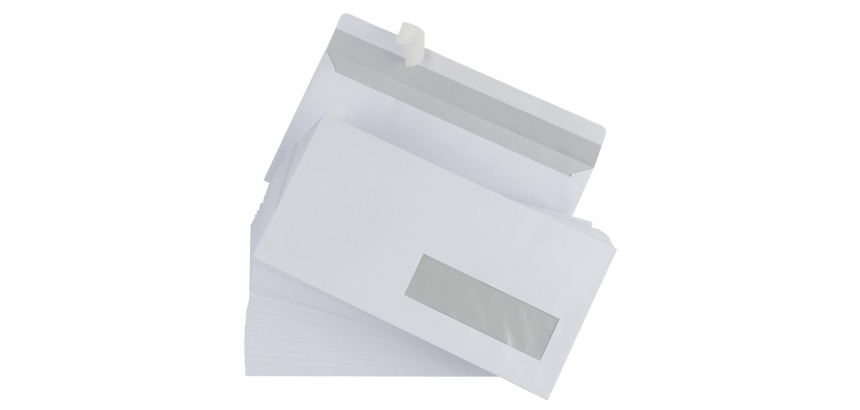 Gallery enveloppen ft 110 x 220 mm, venster rechts, stripsluiting, doos van 500 stuks