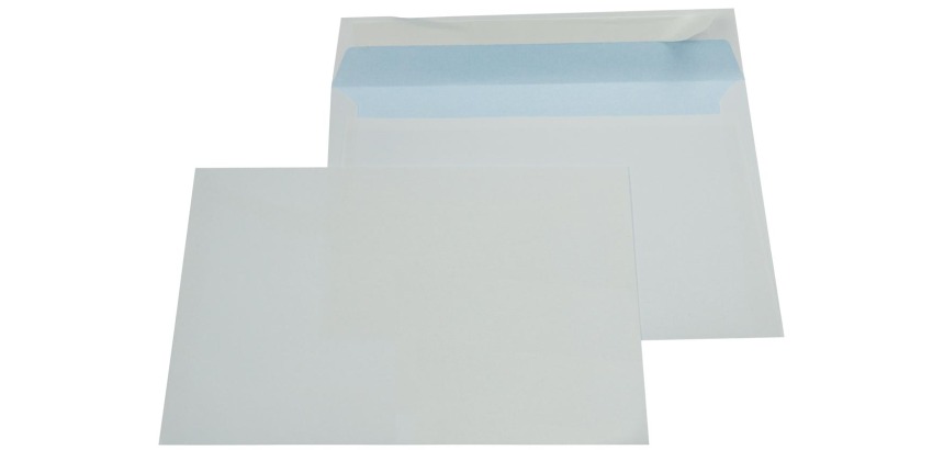 Gallery envelopes, Size 162 x 229 mm (C5), adhesive strip, blue interior