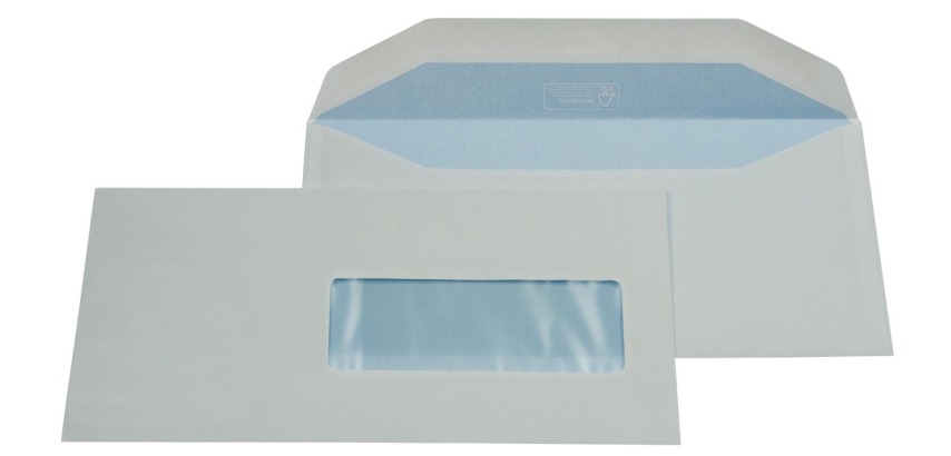 Gallery enveloppen ft 114 x 229 mm, met venster rechts (ft 40 x 110 mm), gegomd, doos van 500 stuks