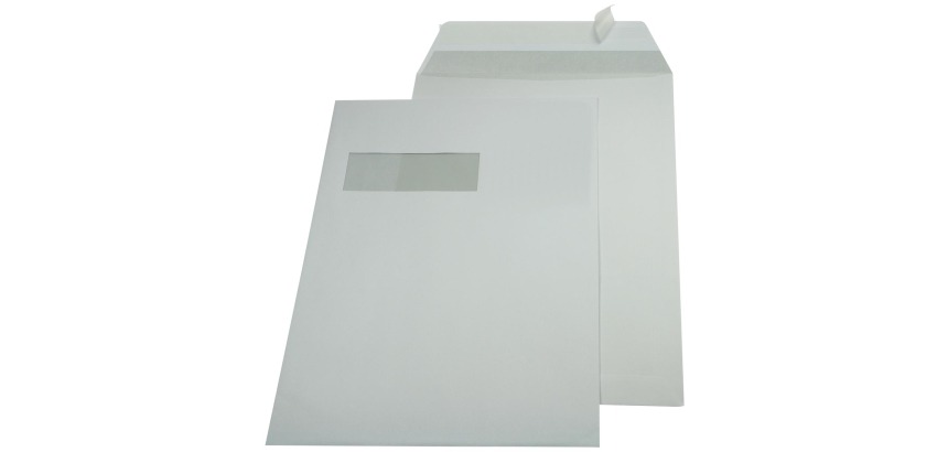 Gallery envelopes ft 229 x 324 mm (C4) adhesive strip, left window (ft 40 x 110 mm)