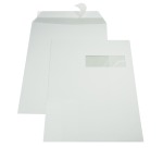 Gallery enveloppen ft 229 x 324 mm, venster rechts, stripsluiting, binnenzijde grijs, doos van 250 stuks