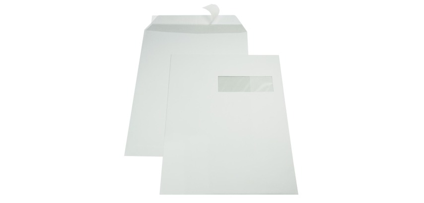Gallery enveloppes, ft 229 x 324 mm (C4), bande adhésive, fenêtre à droite (ft 40 x 110 mm)