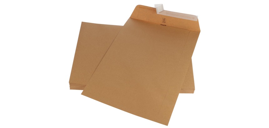 Gallery Kraft envelopes, 250 x 353 mm, adhesive strip, box of 250 pieces